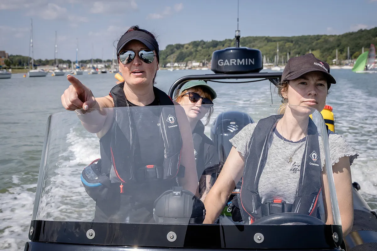 Students learning boat handling